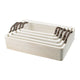 Nive Rectangular Nesting Tray Set of 5 | Brown Handles | Whitewash Paulownia