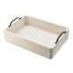 Nive Rectangular Nesting Tray Set of 5 | Brown Handles | Whitewash Paulownia