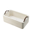 Nive Rectangular Nesting Tray Set of 5 | Brown Handles | Whitewash Paulownia