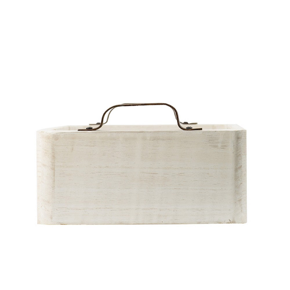 Nive Rectangular Nesting Tray Set of 5 | Brown Handles | Whitewash Paulownia