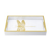 Decorative Tray | Gold Dragonfly | Cutout Handles | White Acrylic 16"