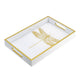 Decorative Tray | Gold Dragonfly | Cutout Handles | White Acrylic 16"