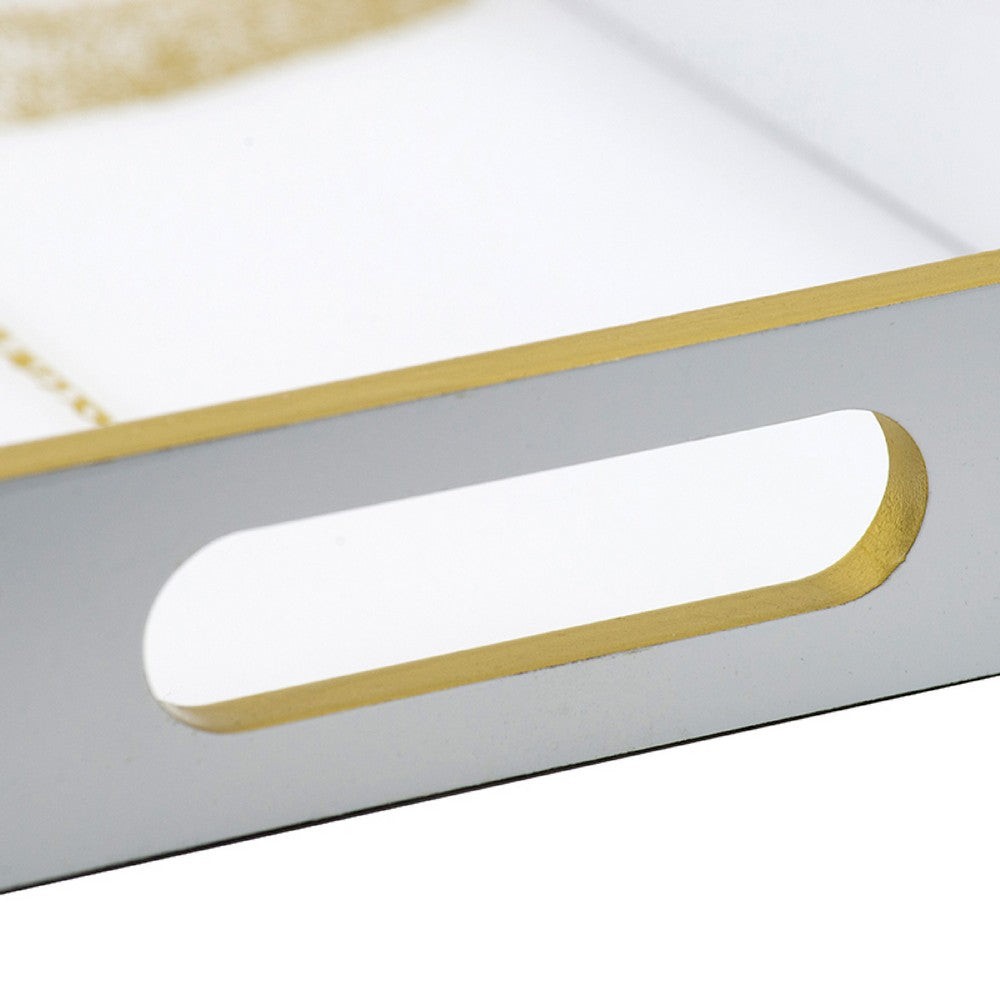 Decorative Tray | Gold Dragonfly | Cutout Handles | White Acrylic 16"
