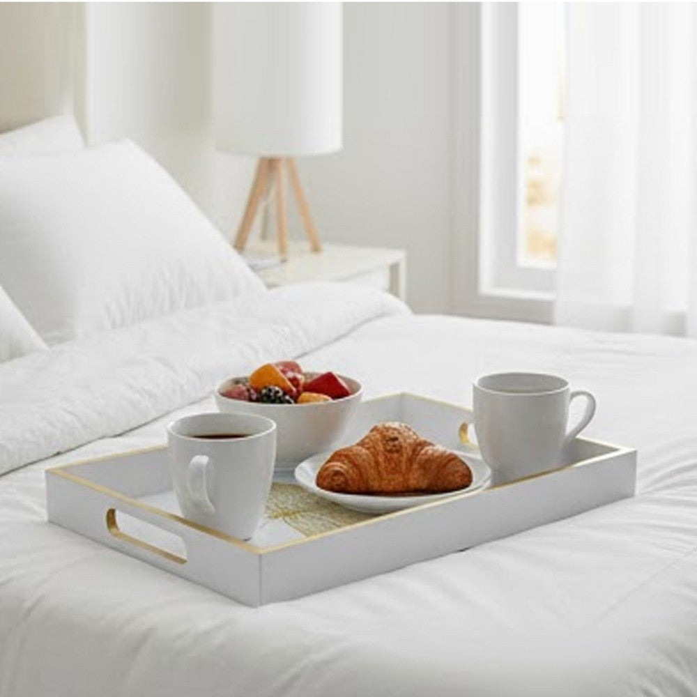 Decorative Tray | Gold Dragonfly | Cutout Handles | White Acrylic 16"