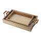 Rectangular Nesting Tray Set of 2 | Beaded Edge | Whitewashed Brown Wood