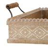 Rectangular Nesting Tray Set of 2 | Beaded Edge | Whitewashed Brown Wood