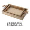 Rectangular Nesting Tray Set of 2 | Beaded Edge | Whitewashed Brown Wood