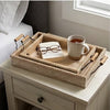 Rectangular Nesting Tray Set of 2 | Beaded Edge | Whitewashed Brown Wood