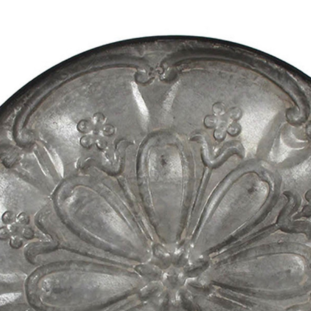 Vello Decorative Metal Tray | Wood Handles | Antique Gray Iron 28"