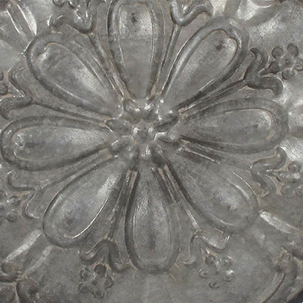 Vello Decorative Metal Tray | Wood Handles | Antique Gray Iron 28"