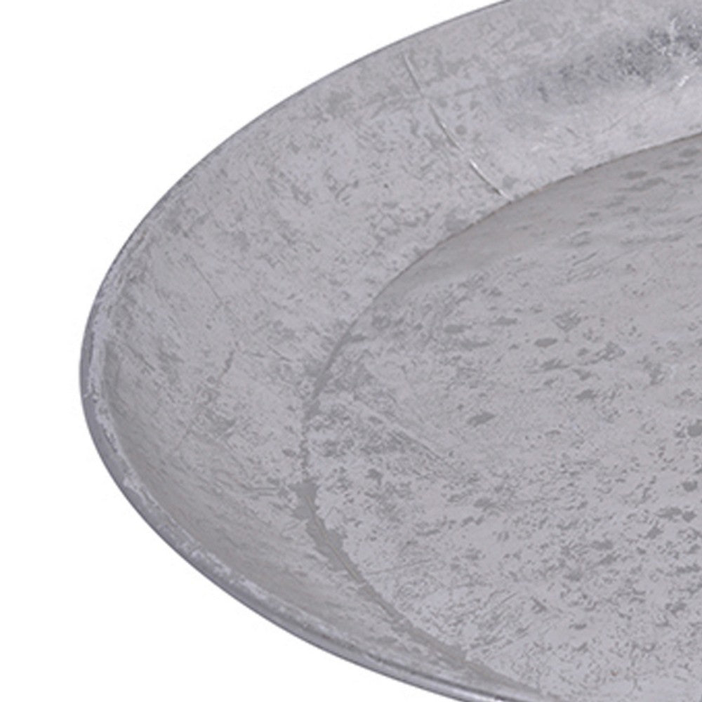 Vello Bar Tray | Round Shape | Hammered Texture | Silver Iron 15"