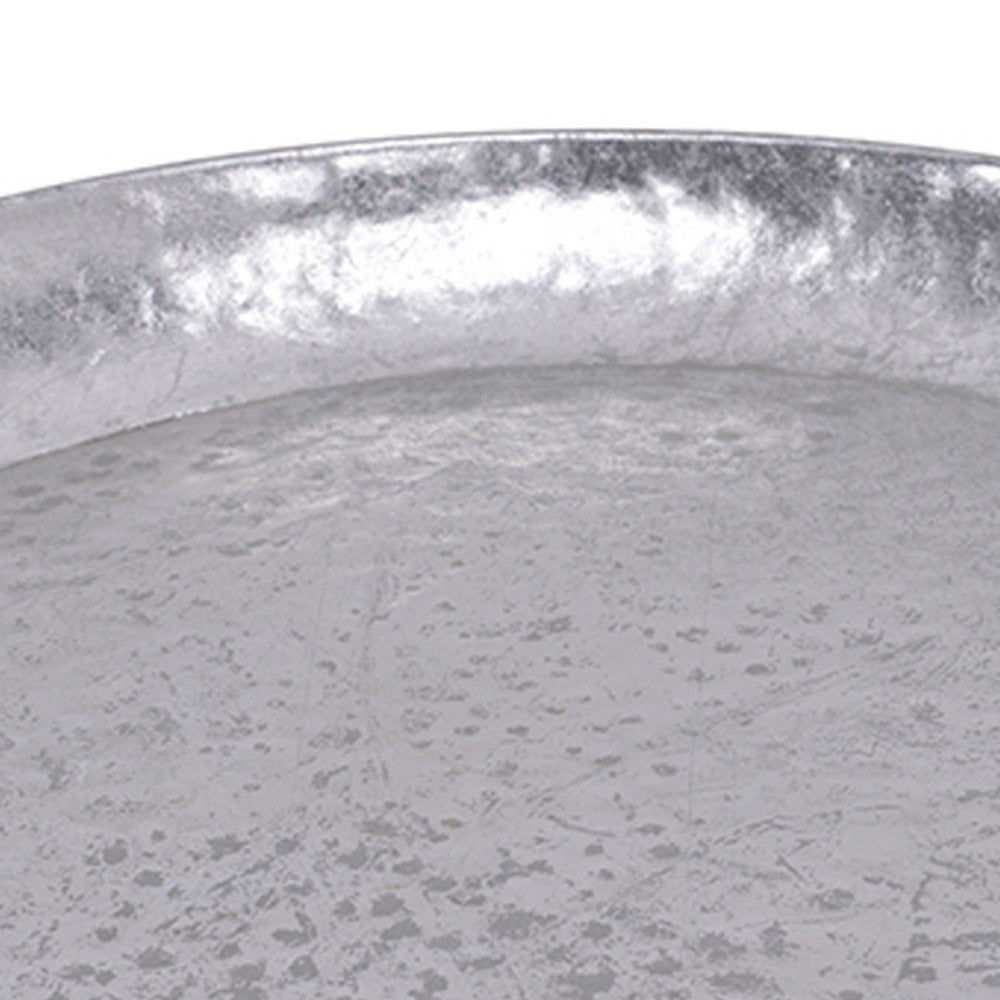 Vello Bar Tray | Round Shape | Hammered Texture | Silver Iron 15"