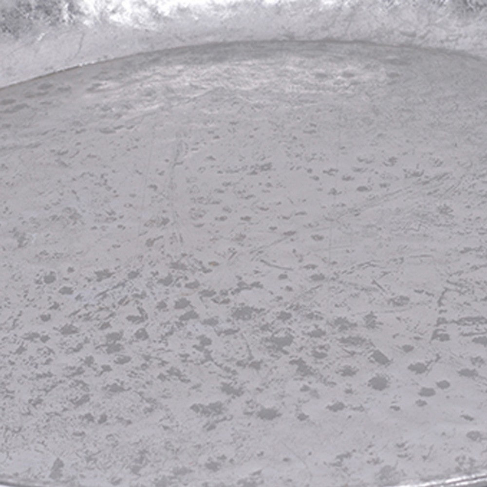 Vello Bar Tray | Round Shape | Hammered Texture | Silver Iron 15"