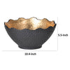 Decorative Bowl | Lotus Leaf Rim | Hammered Gold & Black Stoneware 10"