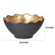 Decorative Bowl | Lotus Leaf Rim | Hammered Gold & Black Stoneware 10"