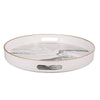 Qune 2pc Round Trays | Cutout Handles | Plastic Black & White Faux Marble