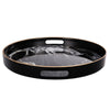 Qune 2pc Round Trays | Cutout Handles | Plastic Black & White Faux Marble