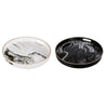 Qune 2pc Round Trays | Cutout Handles | Plastic Black & White Faux Marble