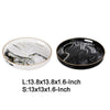 Qune 2pc Round Trays | Cutout Handles | Plastic Black & White Faux Marble