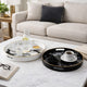Qune 2pc Round Trays | Cutout Handles | Plastic Black & White Faux Marble