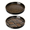 Qune 2pc Round Trays | Cutout Handles | Black & Brown Safari Themed Design