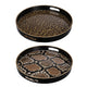 Qune 2pc Round Trays | Cutout Handles | Black & Brown Safari Themed Design