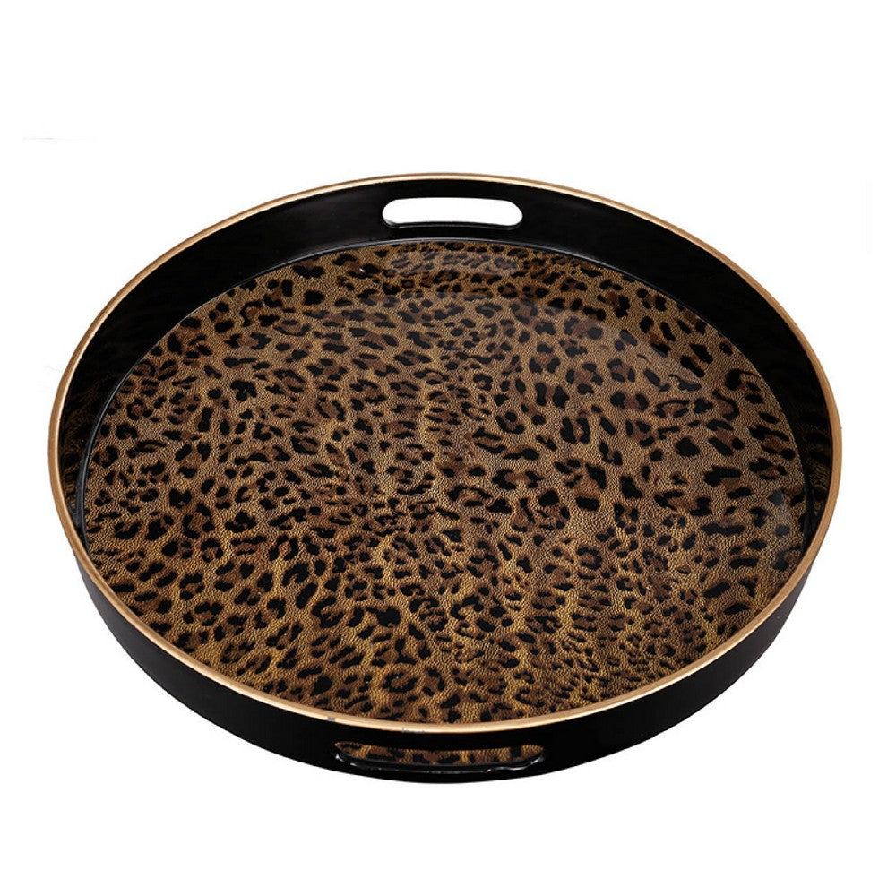 Qune 2pc Round Trays | Cutout Handles | Black & Brown Safari Themed Design