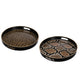 Qune 2pc Round Trays | Cutout Handles | Black & Brown Safari Themed Design