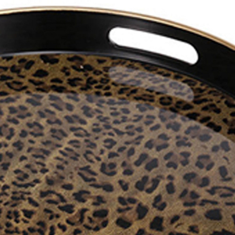 Qune 2pc Round Trays | Cutout Handles | Black & Brown Safari Themed Design