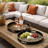 Qune 2pc Round Trays | Cutout Handles | Black & Brown Safari Themed Design