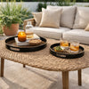 Qune 2pc Round Trays | Cutout Handles | Black & Brown Safari Themed Design