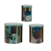 Yuva Decorative Box Set of 3 | Animal Motifs & Stripes | Green Tin Metal