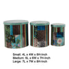 Yuva Decorative Box Set of 3 | Animal Motifs & Stripes | Green Tin Metal