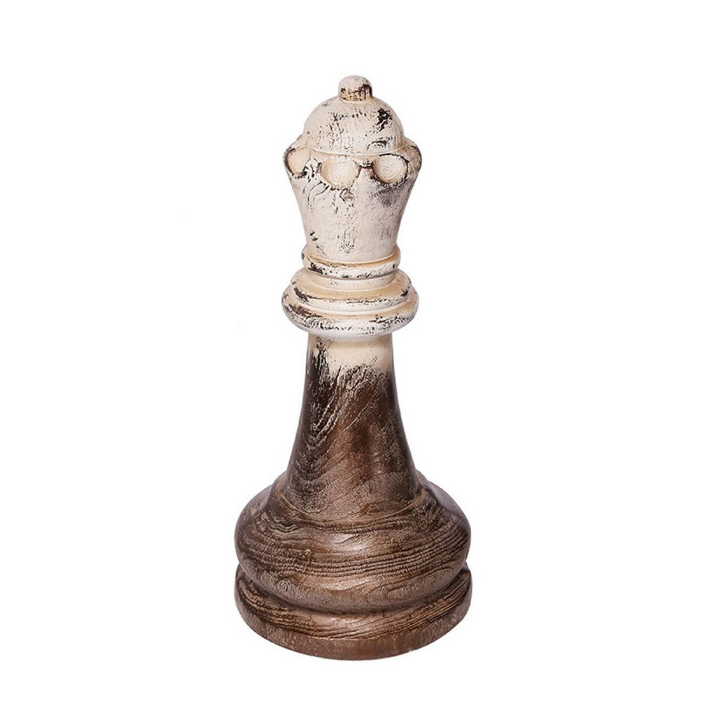 Tabletop Decor | King Chess Piece | Bronze & White Magnesium 21"