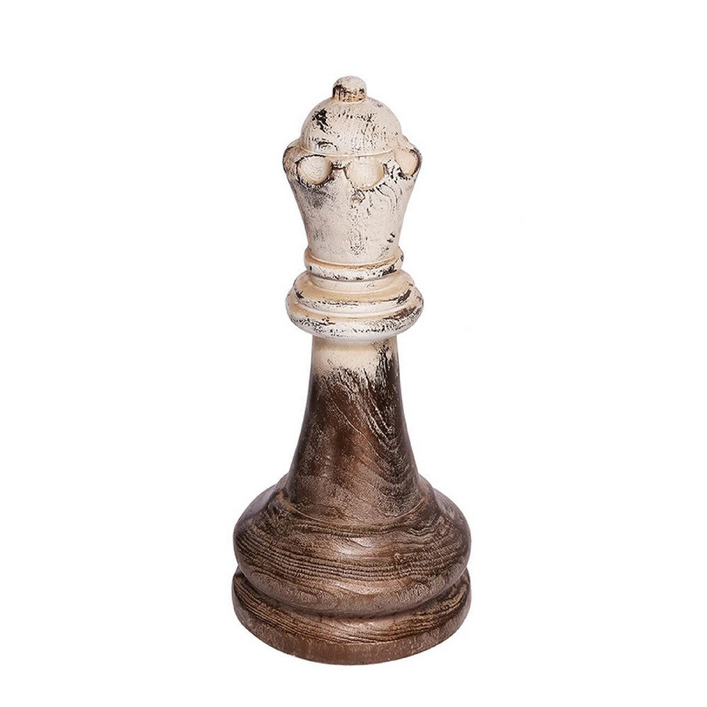 Tabletop Decor | King Chess Piece | Bronze & White Magnesium 21"