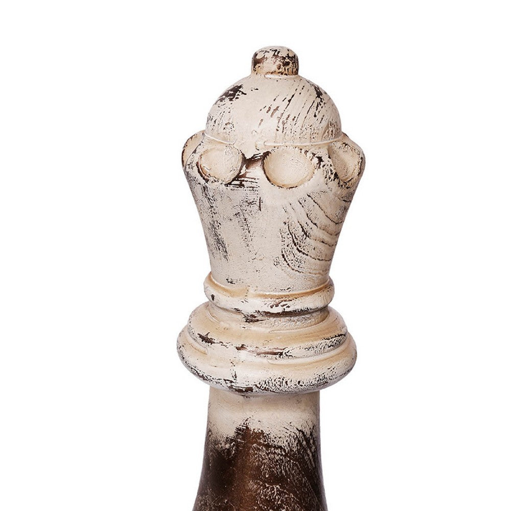 Tabletop Decor | King Chess Piece | Bronze & White Magnesium 21"