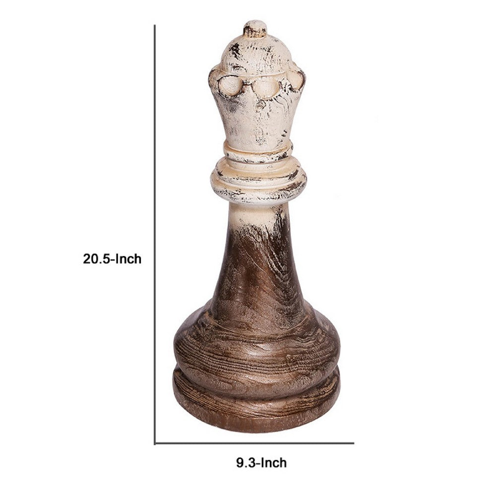 Tabletop Decor | King Chess Piece | Bronze & White Magnesium 21"