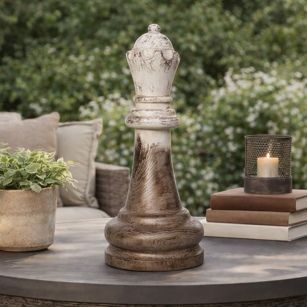 Tabletop Decor | King Chess Piece | Bronze & White Magnesium 21"