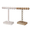 1-Tier Jewelry Stand Set of 2 | Luxe Brown & Ivory Wood | T Shape 18"