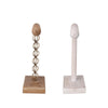1-Tier Jewelry Stand Set of 2 | Luxe Brown & Ivory Wood | T Shape 18"