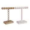 1-Tier Jewelry Stand Set of 2 | Luxe Brown & Ivory Wood | T Shape 18"
