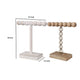 1-Tier Jewelry Stand Set of 2 | Luxe Brown & Ivory Wood | T Shape 18"