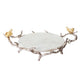 Vada Decorative Tray | Marble Disc | Silver Branch Handles w Birds | 17"