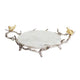 Vada Decorative Tray | Marble Disc | Silver Branch Handles w Birds | 17"