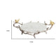 Vada Decorative Tray | Marble Disc | Silver Branch Handles w Birds | 17"
