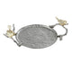 Vada Decorative Tray | Aluminum Disc | Silver Branch Handles w Birds | 14"