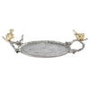 Vada Decorative Tray | Aluminum Disc | Silver Branch Handles w Birds | 14"