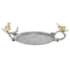 Vada Decorative Tray | Aluminum Disc | Silver Branch Handles w Birds | 14"