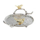 Vada Decorative Tray | Aluminum Disc | Silver Branch Handles w Birds | 14"