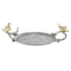 Vada Decorative Tray | Aluminum Disc | Silver Branch Handles w Birds | 14"